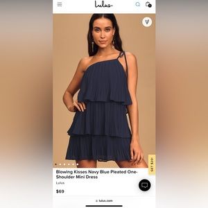 Lulus Navy Blue Ruffle One Shoulder Dress. XS